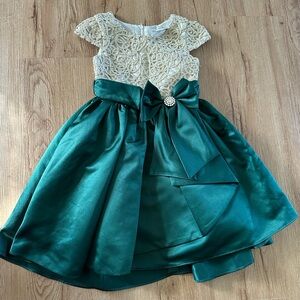 Girls Rare Editions green & gold dress size 5